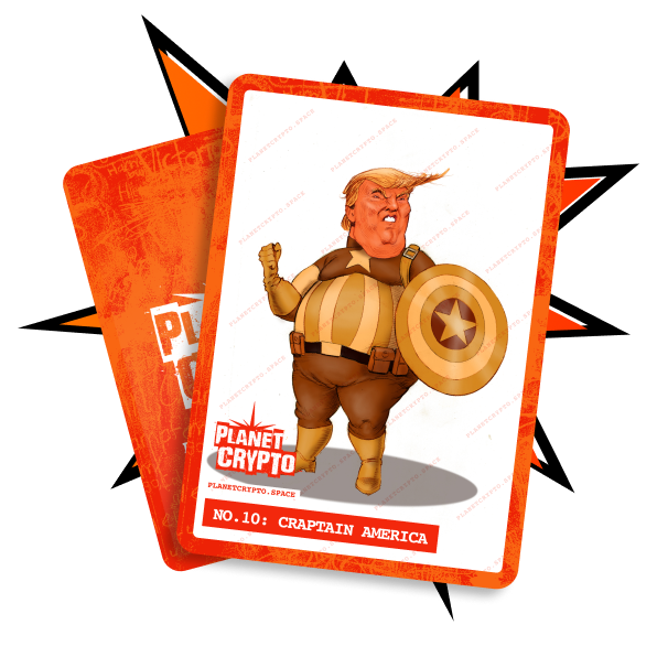 TRUMP TRADING CARD No. 10: CRAPTAIN AMERICA.